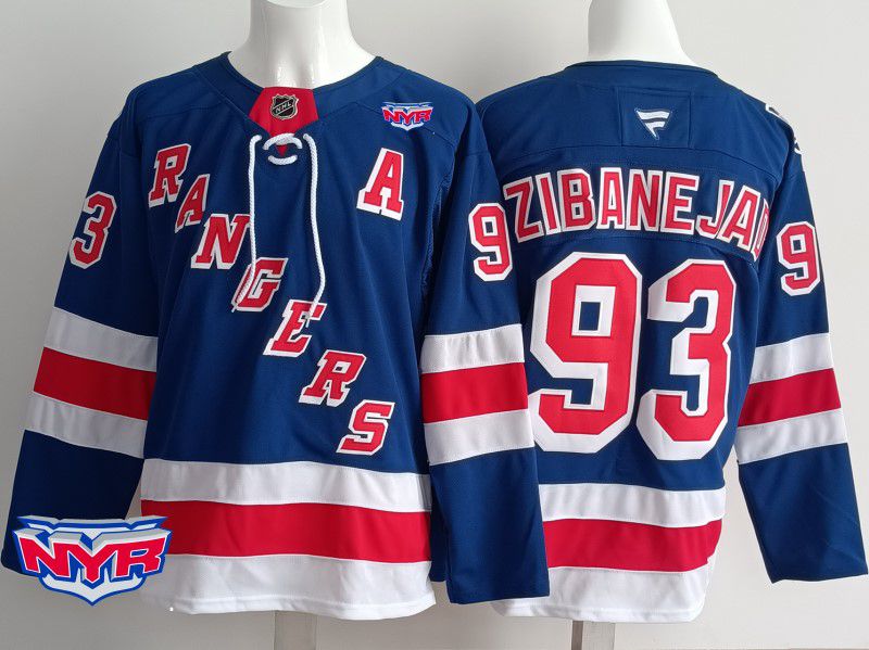 Men New York Rangers #93 Zibanejad Blue 2025 Fanatics Home Premium NHL Jersey style 4